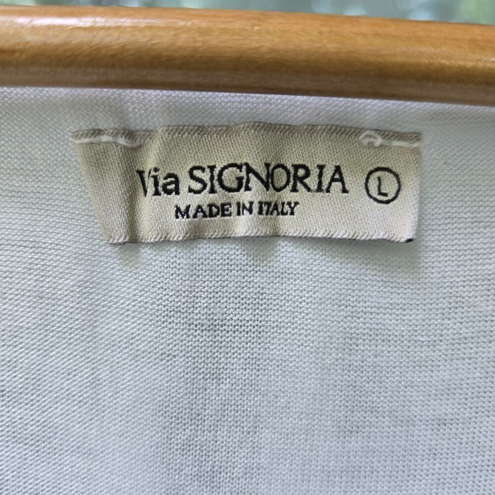 Via Signoria Womens Y2K 100% Silk Floral Embroidered White Tank Top L Italy Boho - Picture 5 of 10